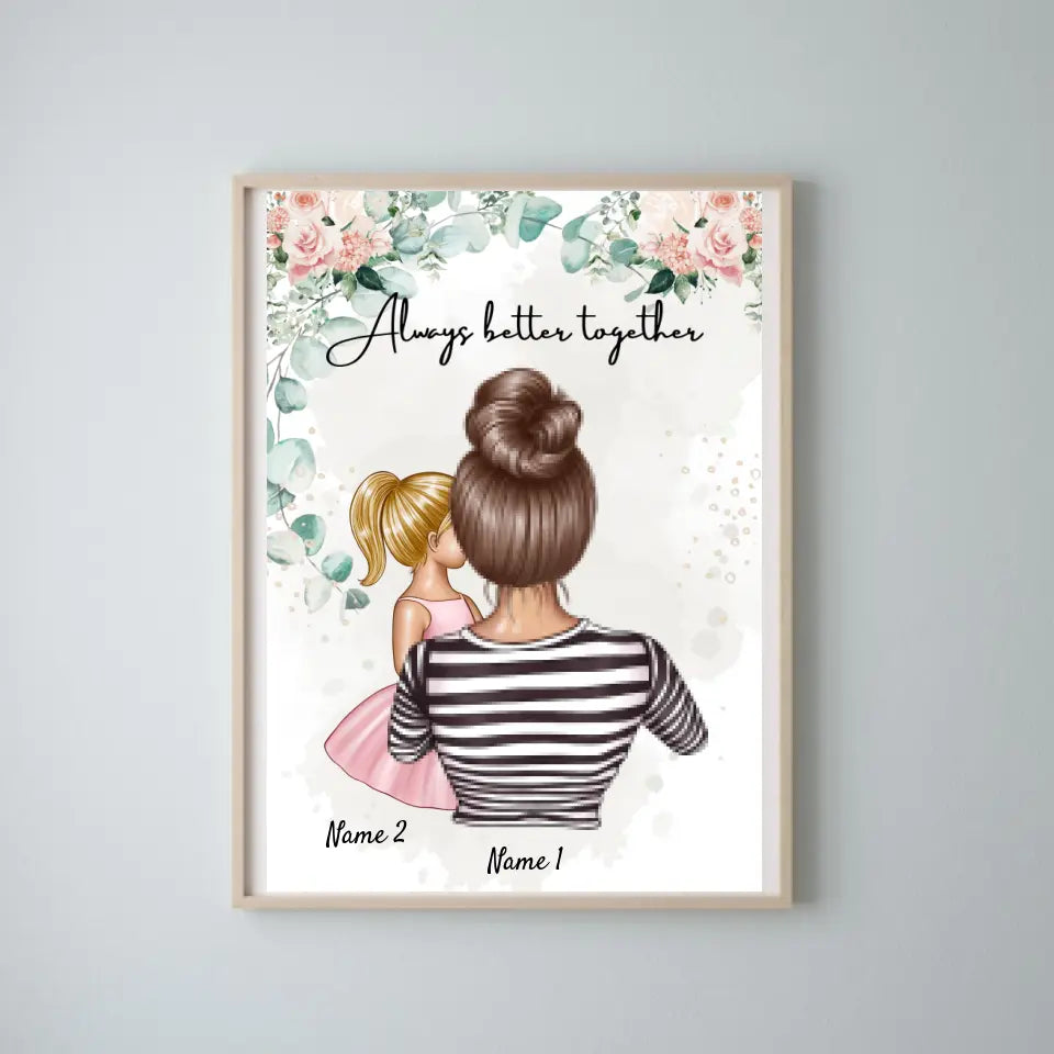 Mejor madre - Póster Personalizado (Mujer con 1-4 Niños)