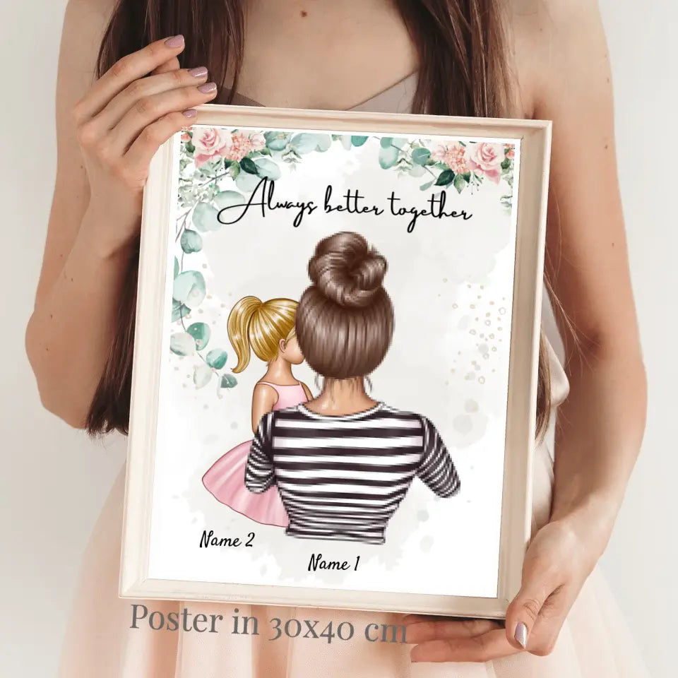 Mejor madre - Póster Personalizado (Mujer con 1-4 Niños)