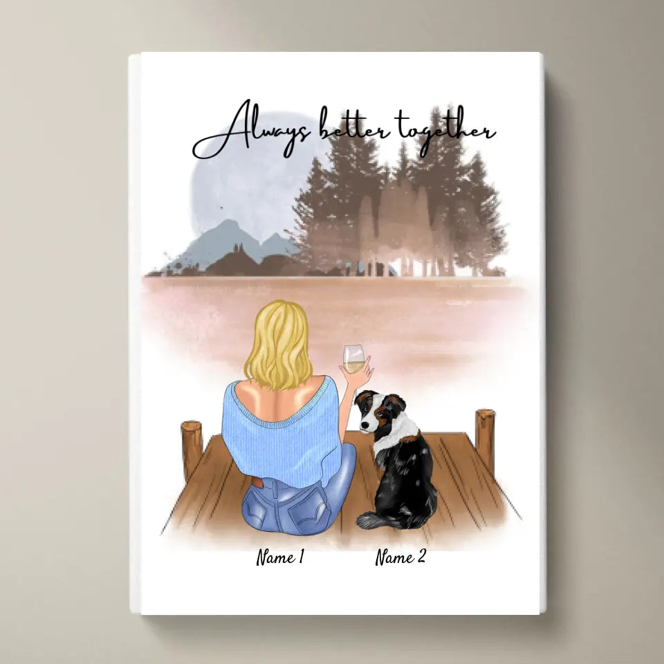Mujer con mascota - Póster Personalizado (mujer con 1-2 gatos o perros)