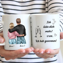 Cargar imagen en el visor de la galería, Ich liebe dich mehr! - Personalisierte Pärchen-Tasse (Mann &amp; Frau), Geschenk Partner
