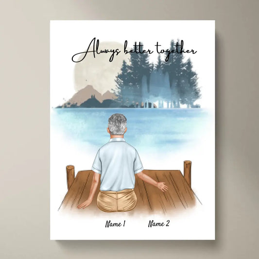 Abuelo favorito con sus nietos - Póster Personalizado (1-2 nietos)