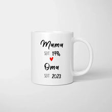 Cargar imagen en el visor de la galería, Von Mama zur Oma - Personalisierte Tasse zur Verkündung (Mama seit, Oma seit, Jahreszahlen)
