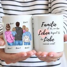 Cargar imagen en el visor de la galería, Meine Familie - Personalisierte Tasse (1-4 Kinder)

