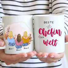 Cargar imagen en el visor de la galería, Beste Chefin der Welt - Personalisierte Tasse für Chefin/ Arbeitskolleginnen - Geschenk Büro, Job (2-4 Personen)
