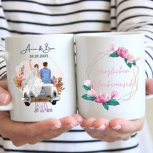 Cargar imagen en el visor de la galería, &quot;Just Married&quot; Personalisierte Tasse zur Hochzeit - Für Ehepaare, Braut &amp; Bräutigam, Geldgeschenk, Hochzeitsgeschenk - Herzlichen Glückwunsch
