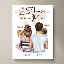 Cargar imagen en el visor de la galería, Zuhause ist da, wo ihr seid - Personalisiertes Familien Poster (1-4 Kinder)
