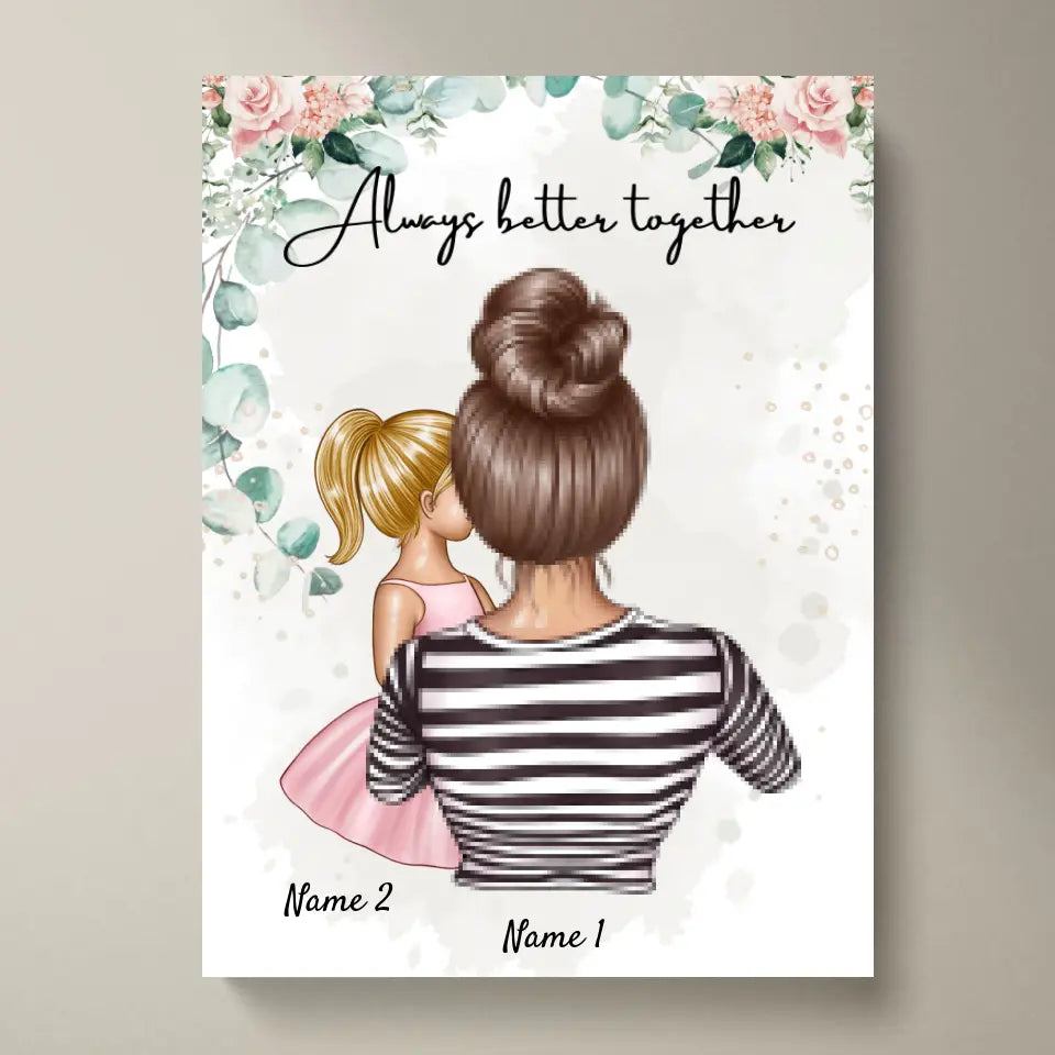 Mejor madre - Póster Personalizado (Mujer con 1-4 Niños)
