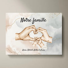 Cargar imagen en el visor de la galería, Toile personnalisée &quot;Notre famille&quot; (2-8 personnes, animaux domestiques)
