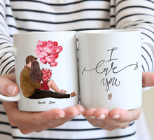 Cargar imagen en el visor de la galería, My Valentine - Personalisierte Pärchen-Tasse mit Spruch (Romatisches Geschenk)
