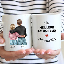 Cargar imagen en el visor de la galería, Élu meilleur amoureux du monde -  Mug personnalisé pour couple (homme &amp; femme)
