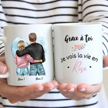 Cargar imagen en el visor de la galería, Grâce à toi, je vois la vie en rose -  Mug personnalisé pour couple (homme &amp; femme)
