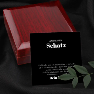 Letzte Liebe - Halskette mit Gold-Herzanhänger & personalisierter Geschenk-Karte (Valentinstagsgeschenk)