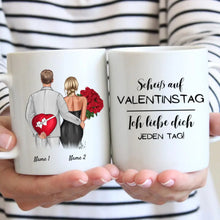 Cargar imagen en el visor de la galería, Jeden Tag Valentinstag - Personalisierte Tasse für Paare
