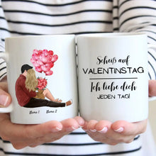 Cargar imagen en el visor de la galería, My Valentine &quot;Ich liebe dich jeden Tag&quot; - Personalisierte Pärchen-Tasse mit Spruch (Romatisches Geschenk)
