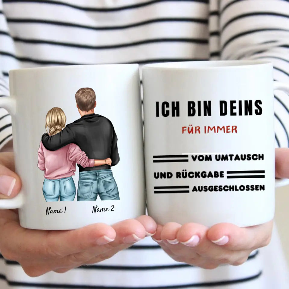 Vom Umtausch ausgeschlossen - Personalisierte Pärchen-Tasse