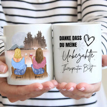 Cargar imagen en el visor de la galería, Danke, Unbezahlte Therapeutin - Personalisierte Tasse Freundinnen &amp; Kolleginnen (2-4 Personen)
