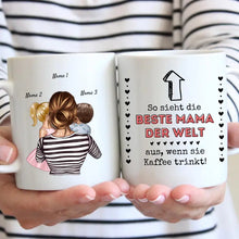 Cargar imagen en el visor de la galería, Beste Mama Kaffeetasse - Personalisierte Tasse (Frau mit 1-4 Kinder)
