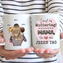 Cargar imagen en el visor de la galería, Scheiß auf Muttertag, Ich liebe dich jeden Tag - Personalisierte Tasse (Frau mit 1-4 Kinder)
