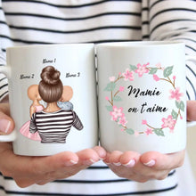 Cargar imagen en el visor de la galería, Mamie on t&#39;aime - Mug personnalisé (1-4 enfants, adolescents)
