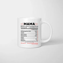 Cargar imagen en el visor de la galería, Mama Nährwertangaben 1 Erstaunliche Frau - Personalisierte Tasse (Frau mit 1-4 Kinder)
