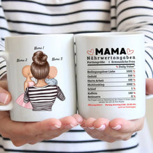 Cargar imagen en el visor de la galería, Mama Nährwertangaben 1 Erstaunliche Frau - Personalisierte Tasse (Frau mit 1-4 Kinder)
