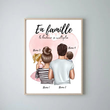 Cargar imagen en el visor de la galería, Happy Family, Famille heureuse - Poster Personnalisé (Parents avec 1-3 enfants)
