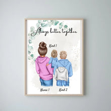 Cargar imagen en el visor de la galería, Beste Mama Poster - Personalisiertes Poster (1-4 Kinder, Teenager)
