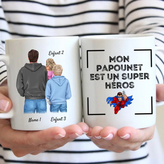 Papa avec enfants - Mug personnalisé (1-3 enfants, adolescents)