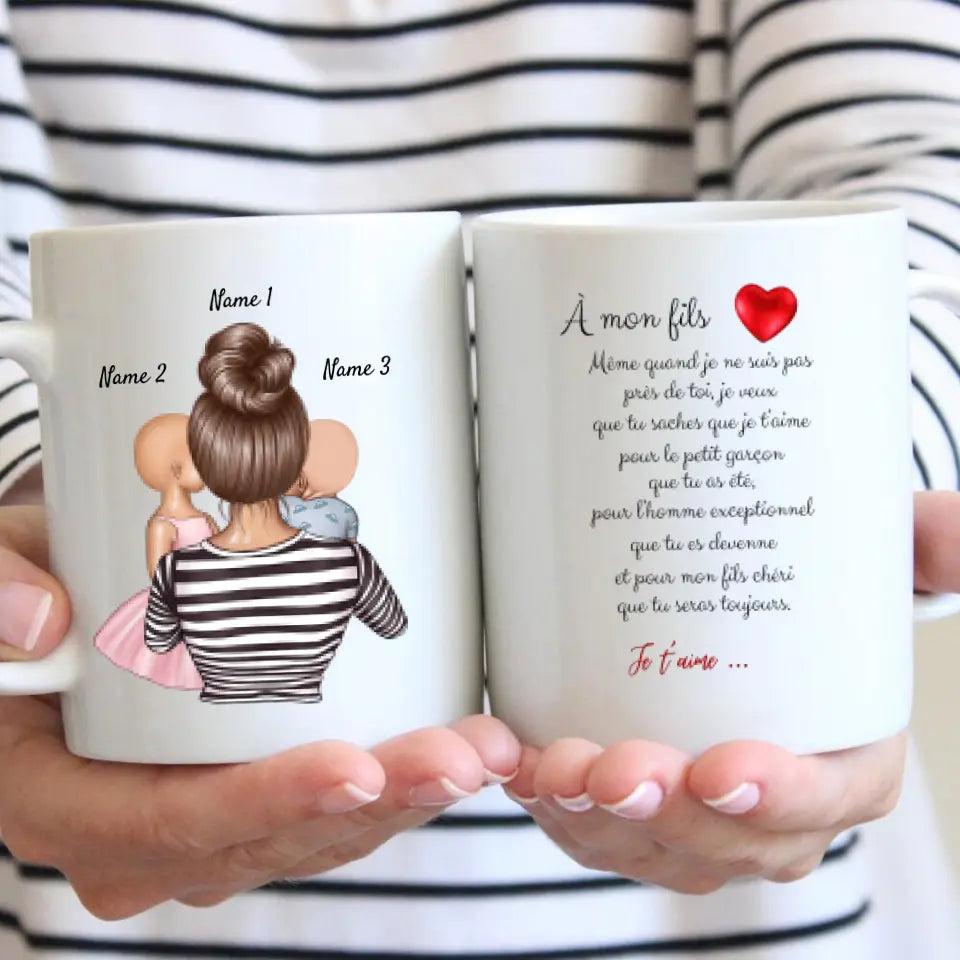 À mon fils, je t'aime - Mug personnalisé (1-4 enfants, adolescents)