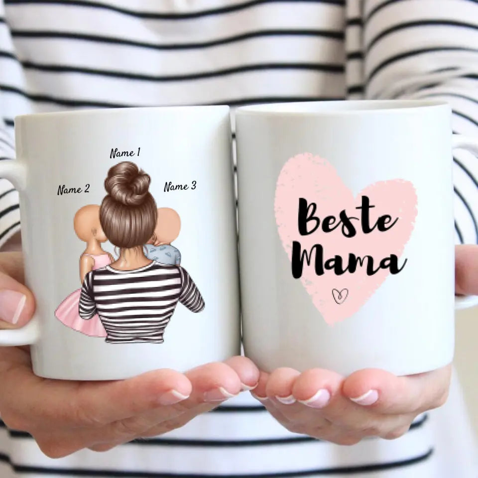 An meine Mama - Personalisierte Tasse (Mutter mit Kindern)