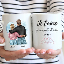 Cargar imagen en el visor de la galería, Je T&#39;aime plus que tout mon amour -  Mug personnalisé pour couple (homme &amp; femme)
