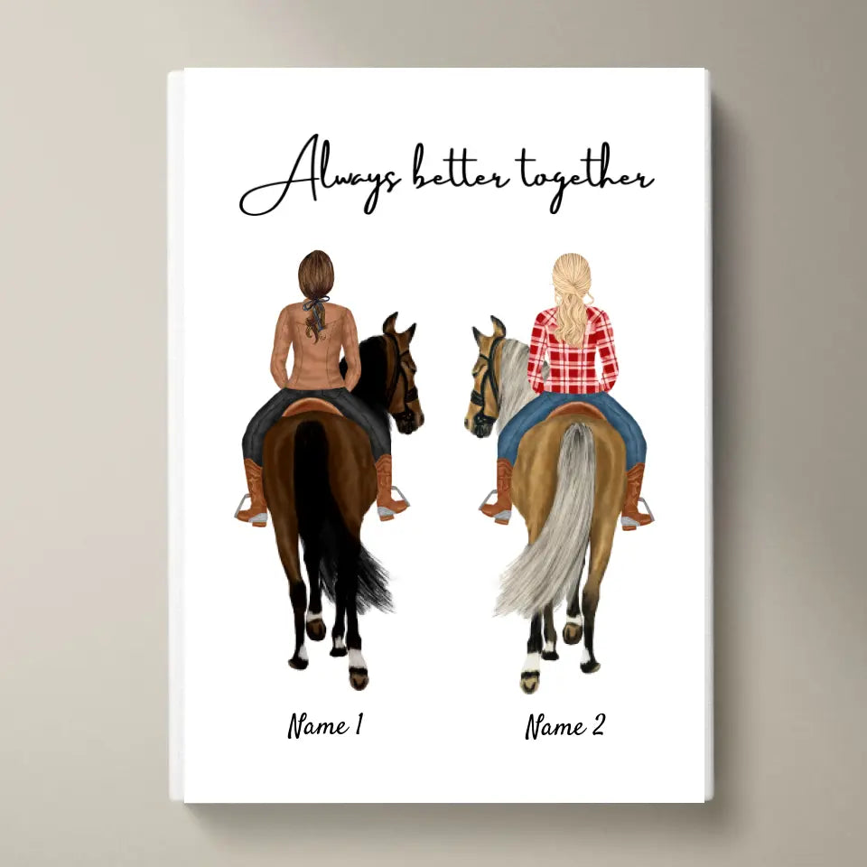 Amantes de los caballos - Póster Personalizado para jinetes femeninos (1-3 personas)
