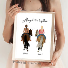 Cargar imagen en el visor de la galería, Amantes de los caballos - Póster Personalizado para jinetes femeninos (1-3 personas)
