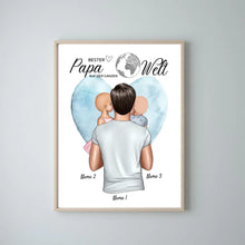 Cargar imagen en el visor de la galería, Bester Papa auf der Welt - Personalisiertes Poster (Vater mit Kindern)
