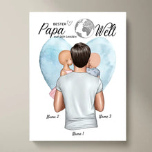 Cargar imagen en el visor de la galería, Bester Papa auf der Welt - Personalisiertes Poster (Vater mit Kindern)
