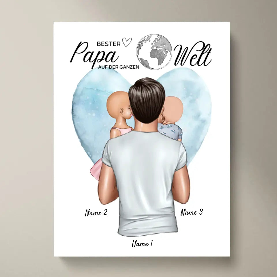 Bester Papa auf der Welt - Personalisiertes Poster (Vater mit Kindern)