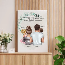 Cargar imagen en el visor de la galería, Wo die Liebe niemals endet - Personalisiertes Familien-Poster (Eltern mit Kinder)
