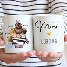 Cargar imagen en el visor de la galería, Mama, du bist die Beste - Personalisierte Tasse (1-4 Kinder, Muttertag)
