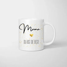 Cargar imagen en el visor de la galería, Mama, du bist die Beste - Personalisierte Tasse (1-4 Kinder, Muttertag)
