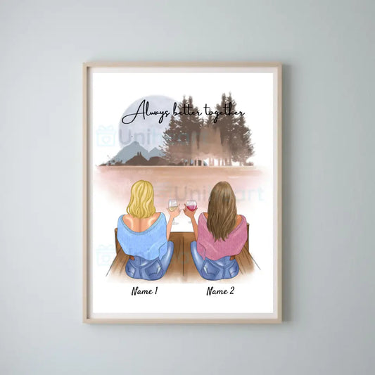 Novias/hermanas con bebida - Imagen digital personalizada (2-4 mujeres)