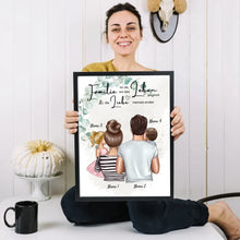 Cargar imagen en el visor de la galería, Wo die Liebe niemals endet - Personalisiertes Familien-Poster (Eltern mit Kinder)
