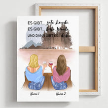 Cargar imagen en el visor de la galería, Beste Freundinnen/ Schwestern mit Getränk - Personalisierte Leinwand (2-4 Frauen)
