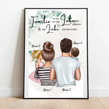 Cargar imagen en el visor de la galería, Wo die Liebe niemals endet - Personalisierte Familien Leinwand (Eltern mit Kinder)
