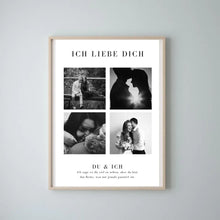 Cargar imagen en el visor de la galería, &quot;Ich liebe dich&quot; Personalisierte Foto-Collage Poster für Pärchen, deinen Partner copy
