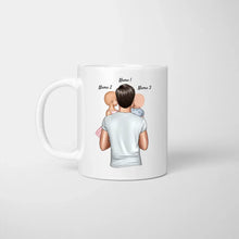 Cargar imagen en el visor de la galería, Papa = Schlechte Witze &amp; Abgehende Blähungen - Personalisierte Tasse für Väter (Vatertag 1-4 Kinder)
