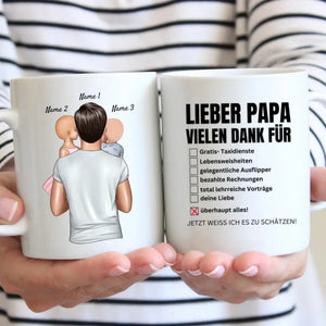 Lieber Papa, vielen Dank für überhaupt alles! - Personalisierte Tasse für Väter (Vatertag 1-4 Kinder)