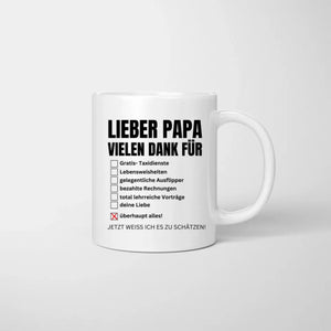 Lieber Papa, vielen Dank für überhaupt alles! - Personalisierte Tasse für Väter (Vatertag 1-4 Kinder)