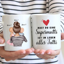 Cargar imagen en el visor de la galería, Supermutti, alles Tutti - Personalisierte Tasse (1-4 Kinder, Muttertag)
