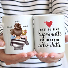 Cargar imagen en el visor de la galería, Supermutti, alles Tutti - Personalisierte Tasse (1-4 Kinder, Muttertag)
