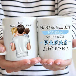 Nur die besten Männer werden zu Papas befördert - Personalisierte Tasse für Väter (Vatertag 1-4 Kinder)